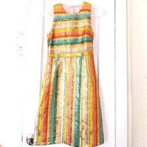 Julie Brown NYC Shiny Lurex Striped Sleeveless Mini Dress in "Cotton Candy"